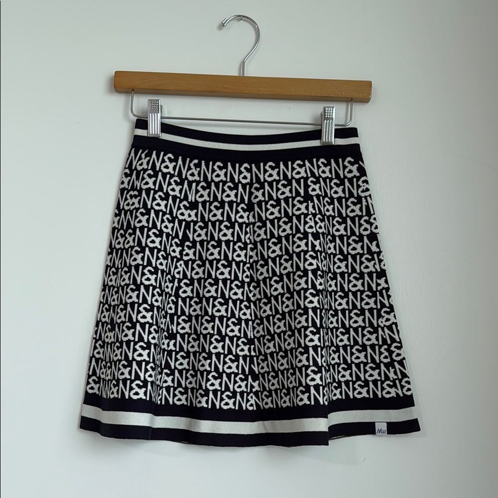 Navy and White A-Line Mini Skirt